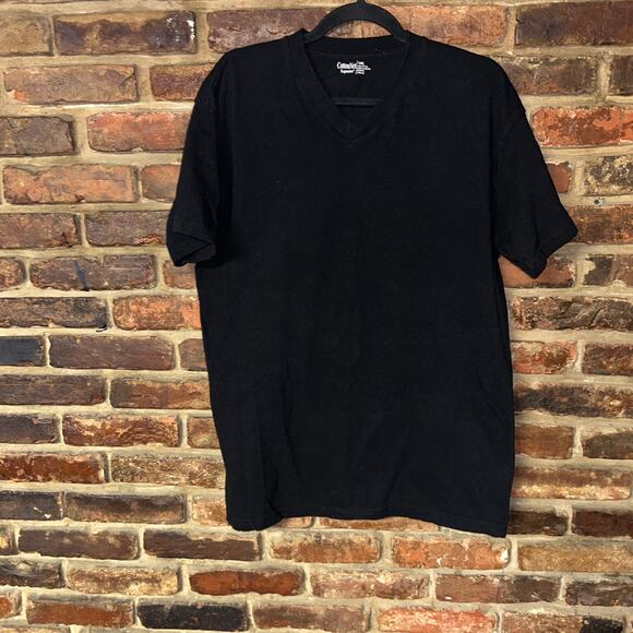 Bundle Set of 4 Black Short Sleeve V-Neck T-Shirts Men's Size XL CottonNet - Picture 2 of 4